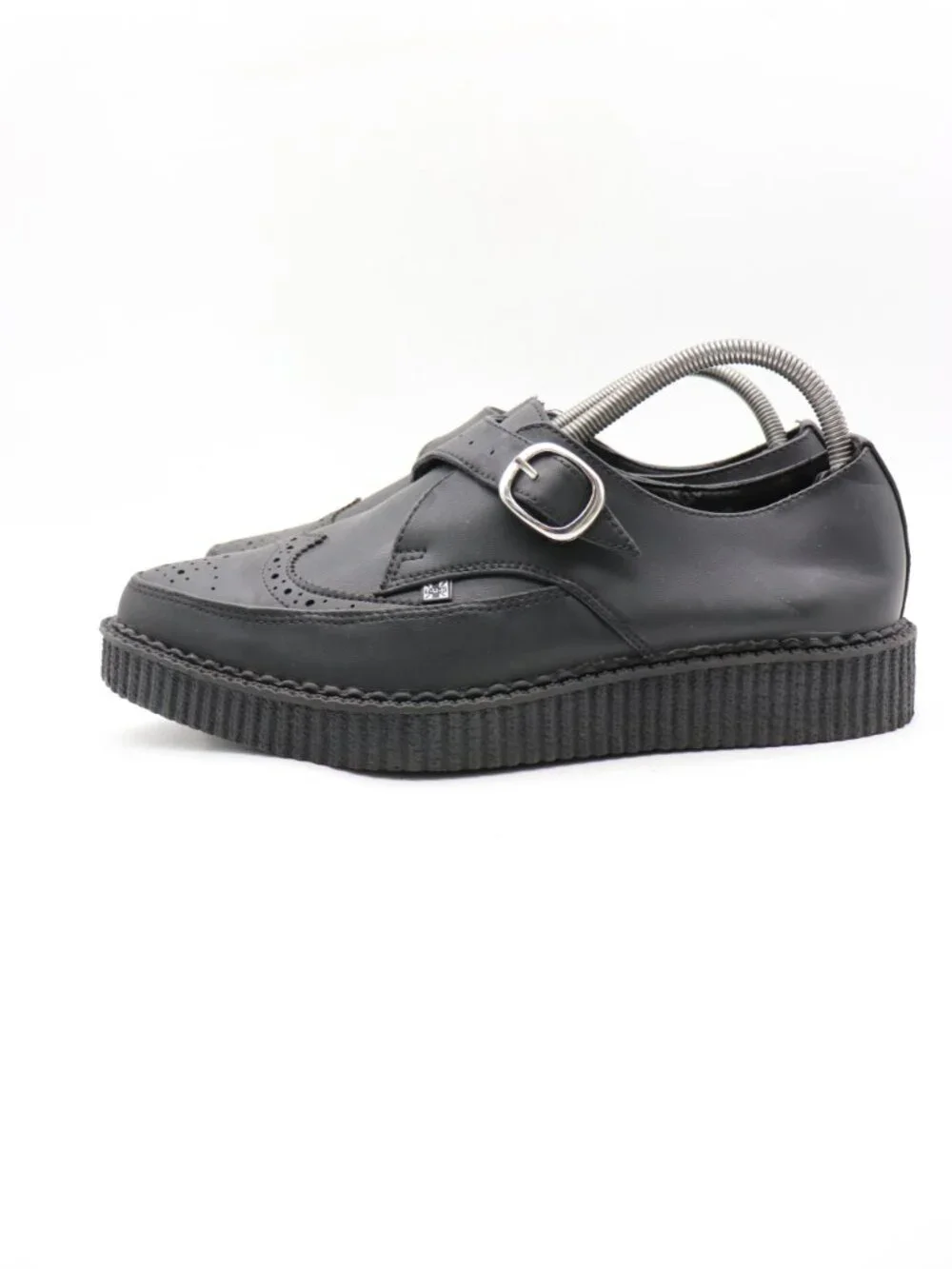 T.U.K. Black Tukskin Wingtip Point Creeper Women's 11 Men's 9 Buckle Shoes